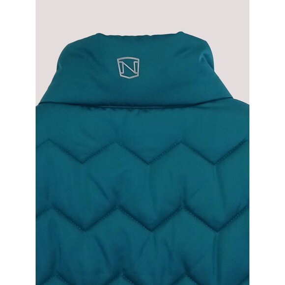 Noble Outfitters Calgary Teal Chevron Quilted Puffer Vest Size M High Collar Log - Picture 7 of 10